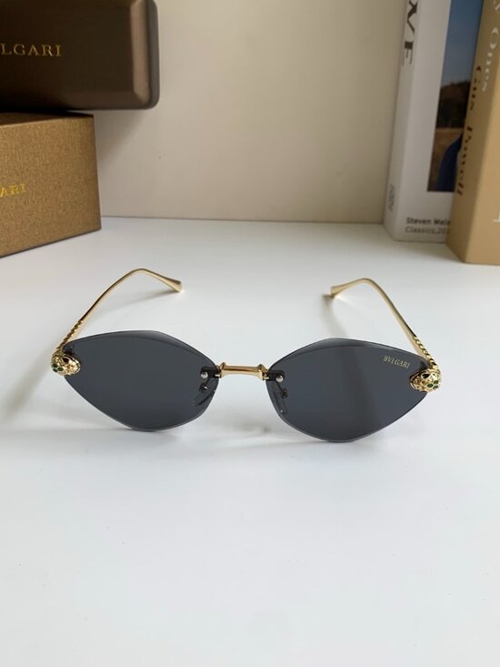 BVLGARI Serpenti Forever Rimless Oval Metal Sunglasses  Bvlgari Serpenti Rimless Solid Black Lens Sunglasses